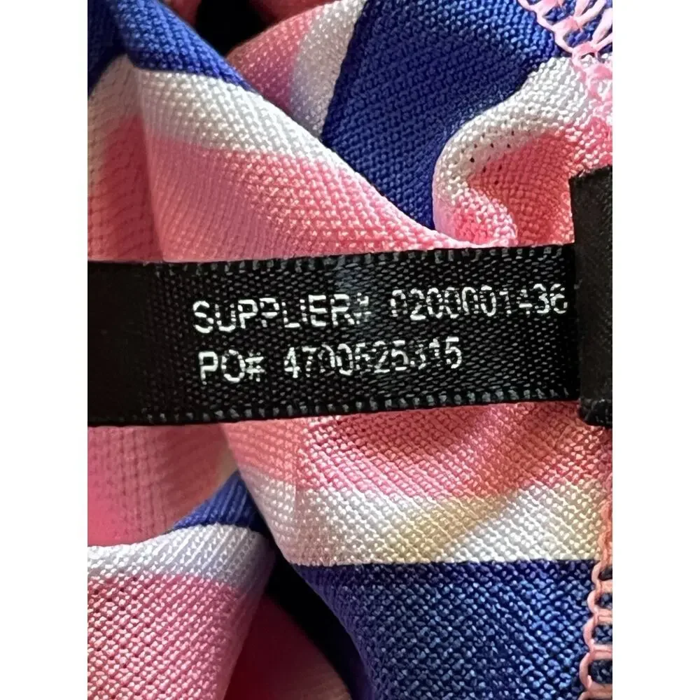 RLX Ralph Lauren Golf Polo Men L Pink Blue Wht Stripe Bear Mountain Performance